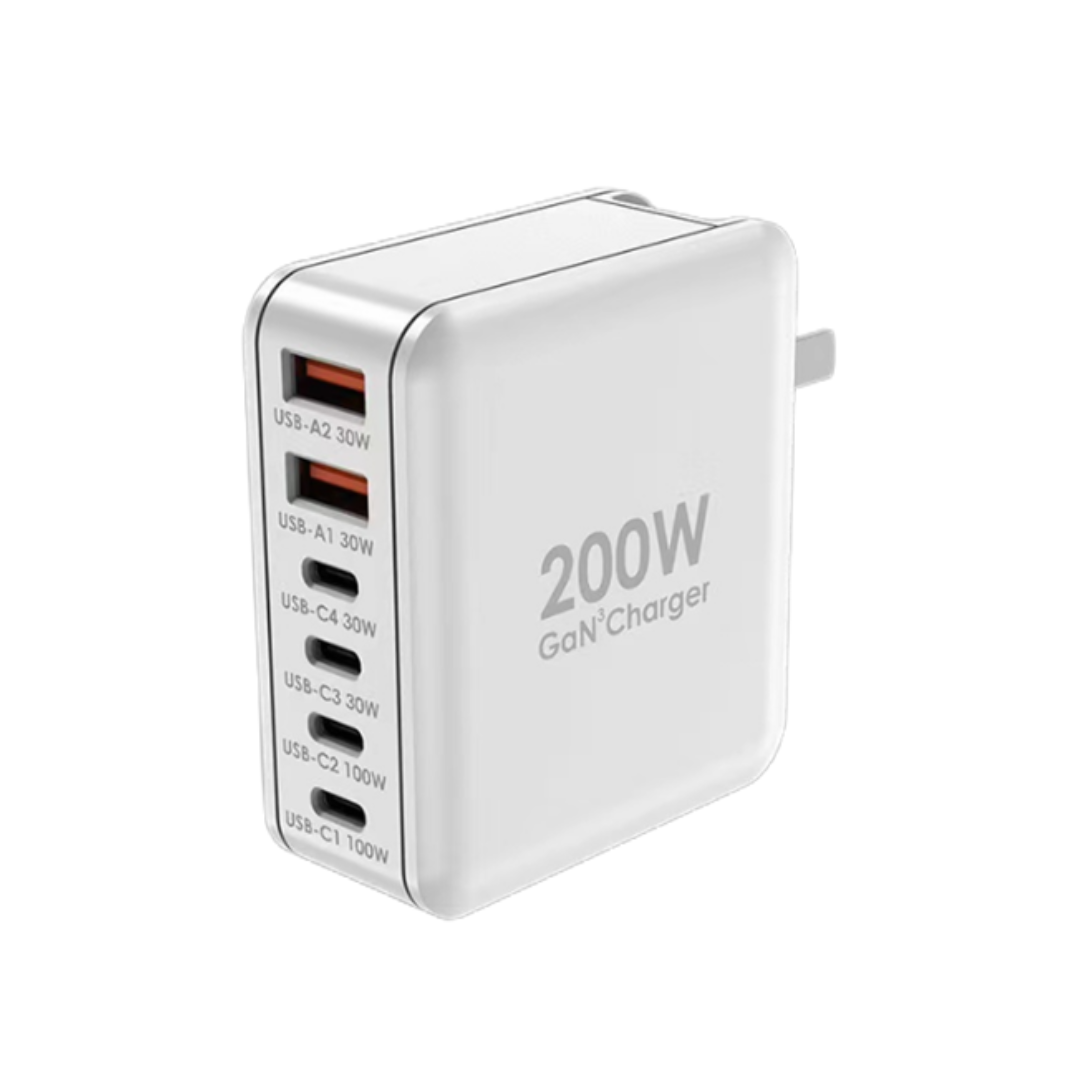 AOC 200W GaN Fast Charger - PD 3.0 - 4 USB-C + 2 USB-A